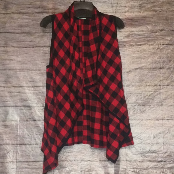 P.S.Kate Buffalo Plaid Red & Black Vest - Picture 5 of 8